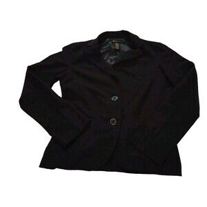 Grass Collection Women’s Black Sz Large  Blazer Jacket Button Sleeves Stretchy